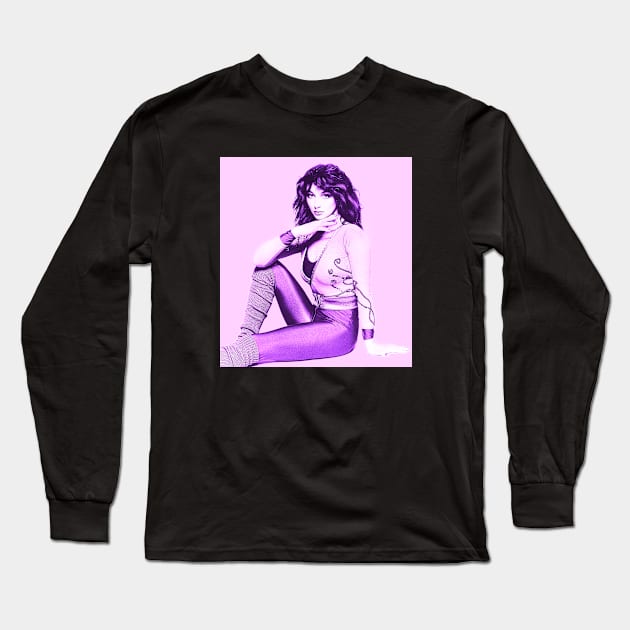 Kate Bush Purple And Pink Design Long Sleeve T-Shirt by Thrifty Stardust